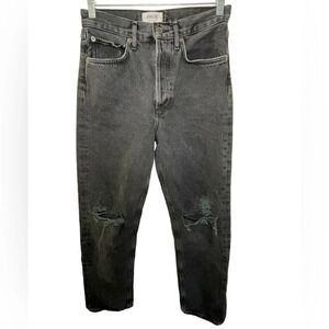 AGOLDE 90’s Jeans Button Fly Mid Rise Women’s Size 25 Gray Distressed Retro